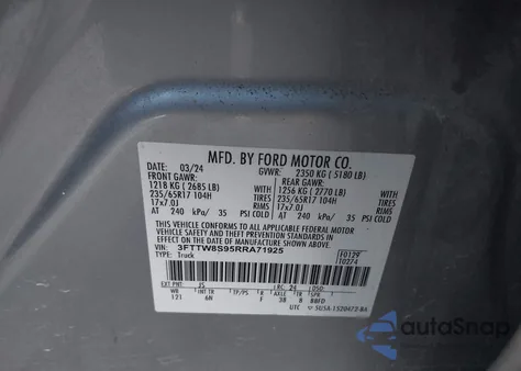 2024 Ford Maverick Lariat from USA, damaged, VIN 3FTTW8S95RRA71925